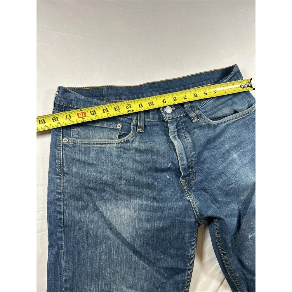 Levi's 505 Jeans Mens 34x32 Blue Medium Wash Straight Denim Zip Fly Distressed